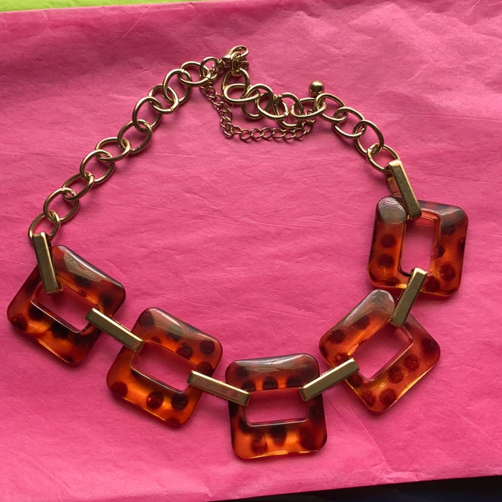 Tortoise shell statement necklace.